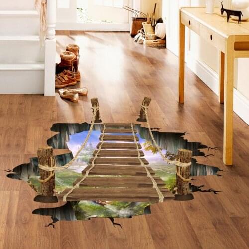 3D Drawbridge Simulation Broken Floor Wall Sticker Home Decor Mural Kids Room Decorative Picture Art Wall Floor Stickers