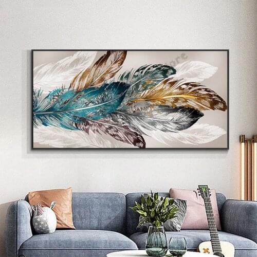5D DIY Diamond Painting Modern art, colored feathers cross stitch full square round diamond mosaic embroidery GG5053
