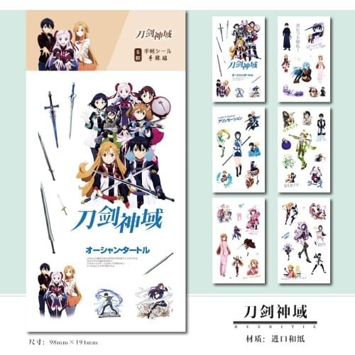 6 Sheets/Set Anime Sword Art Online Decorative Sticker DIY Diary Scrapbooking Label Stickers Gift Stationery