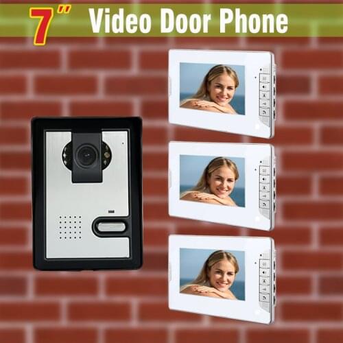 7 Inch Monitor Video Door Phone Intercom Doorbell System night vision Camera Video Intercom interphone kit 1-Camera + 3-Monitor