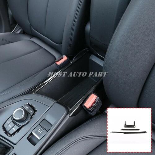 ABS Plastic Black Ash Wood Interior Car Armrest Box Decoration Trim For BMW X1 F48 2016-2019 X2 F47 2018-2019 3pcs LHD Car Trim