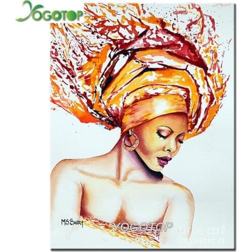 Golden goddess Diy diamond painting Crystal mosaic puzzle cross stitch 5d diamond embroidery African lady woman sticker YY1349