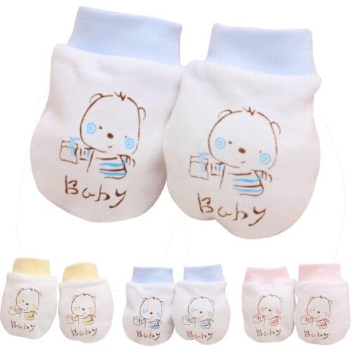 ARLONEET 1Pairs Cute Cartoon Gloves newbaby Infant Boys Girls Anti Scratch Mittens Soft Gloves L1017