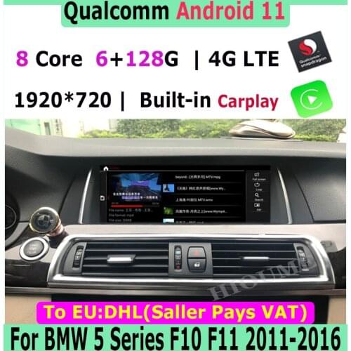 Snapdragon Android 10.0 1920*720P Car GPS Radio for BMW 5 Series 520i F10 F11 (2011-2016) CIC/NBT with BT Wi-Fi 4G Stereo DSP