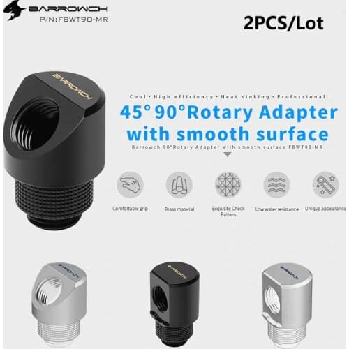Barrowch Water cooling 45 Degree/90 Degree 2pcs/lot Rotary Adapter With Smooth Surface For Bend Tube Connections Design FBWT-MR