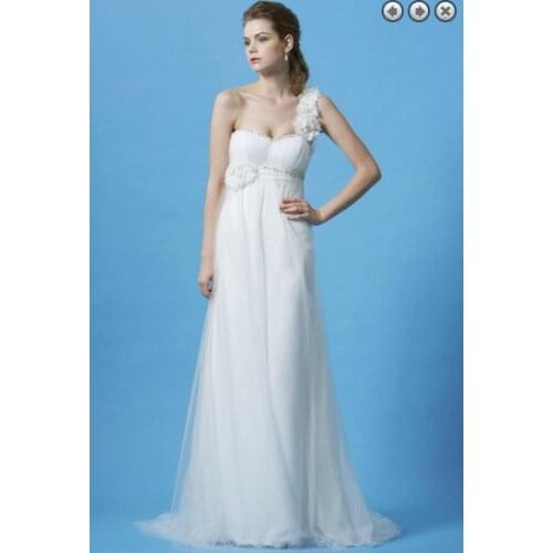 חינה מרוקאית white long bridal formal gowns beaded plus size empire waist beach pregnant women Bespoke Wedding Dresses