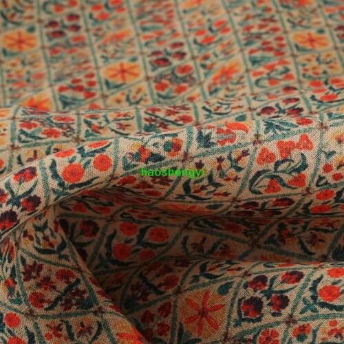 Brand digital printing retro original art pure linen garment fabric