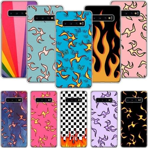 Blue Red Flame Fire Phone Case For Samsung Galaxy S10 S20 S21 S9 S8 S7 Note 10 20 9 8 FE J4 J6 Ultra Plus Lite Pro + Edge Cover