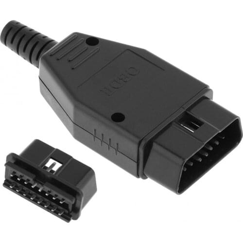 OBD-II DIY 16Pin Connector PLug Male Extension Opening Cable Car Diagnostic Interface connectors with SR Shell and Screw for car