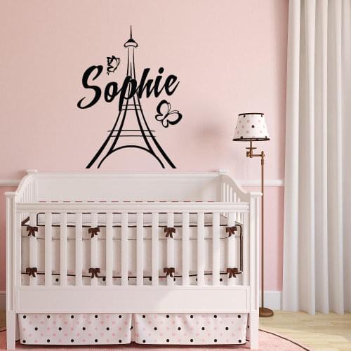 YOYOYU Art Home Decor Personalized Custom Names Paris Wall Decal Vinyl Sticker For Kid Girls Room Decoration Eiffel Tower WW-490