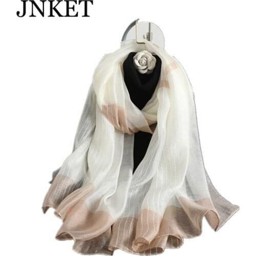 JNKET New Embroidered Scarves Pure Silk Embroidery Scarves Scarf All-match Summer Sunscreen Shawl For Women