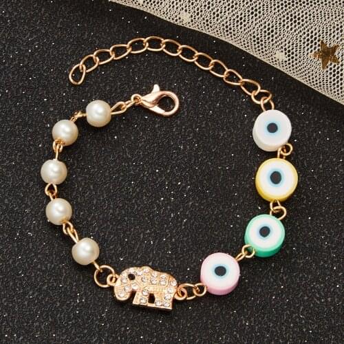 Classic Turkish Evil Eye Bracelet for Women Luxury Crystal Zircon Elephant Hollow Heart Love Charm Bracelet Wish Jewelry Gifts