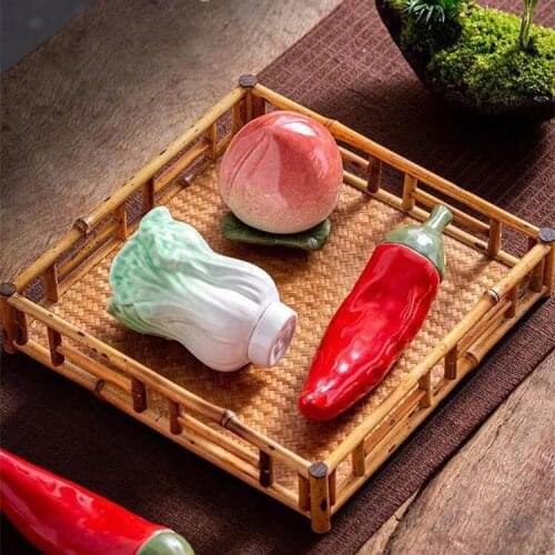 Creative fruit Cabbage peach porcelain canister ceramic tea pot dry fruit storage snack jar coffee pot home decor desk ornament