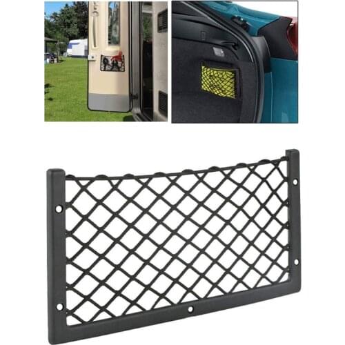 L41A Black Net Car String Bag Frame Mesh Netting Chart Pocket Bus Hall Backrest Rear Cargo Net Framed Stretch Mesh