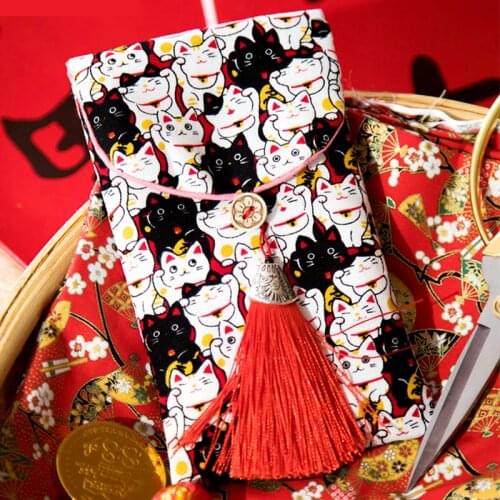 Japanese Style Mini Tassel Wallet Women Kawaii Fortune Cat Purse Female Short Mini Lolita Coin Wallets Carteras Gift