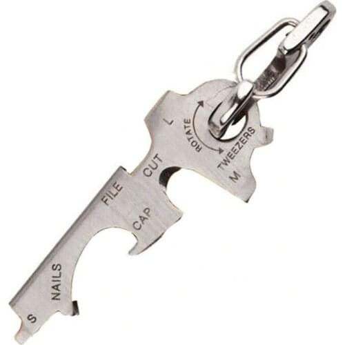 Mini Outdoor Multitool Utility Key Tool Screwdriver Cutter Nail File Opener Keychain Tool Alloy Steel Multi Tool w/ Carabiner