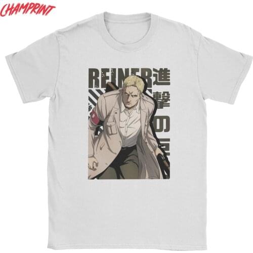 Shingeki No Kyojin Reiner Braun Attack On Titan T-Shirts for Men Pure Cotton Tees O Neck Short Sleeve T Shirt 6XL Clothing