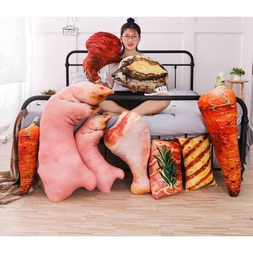 Funny Simulation Barbecue Plush Pillow Soft Cartoon Animal Trotter&Carrot&Chicken Leg&Tofu&Abalone&Steak Stuffed Doll Sofa Toys