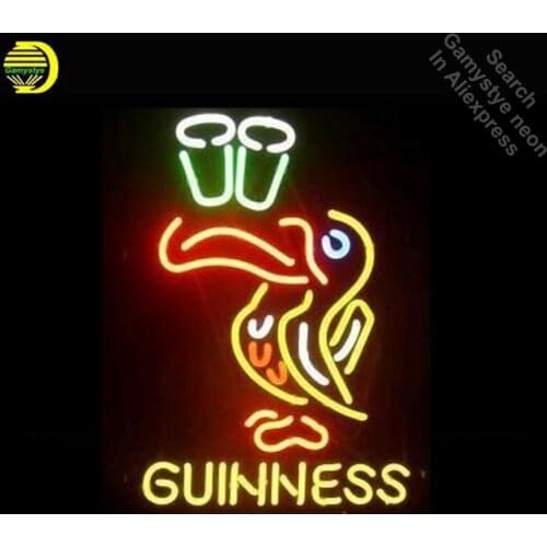 Neon Sign for Guinne Lager Bar Logo Neon Bulb sign Bird handcraft neon light accessories Decorate Room handmade anuncio luminos