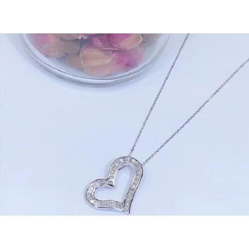 QTT Charms Womens Necklace Elegant Heart Drop Pendants Jewelry On The Neck Fashion 925 Sterling Chains