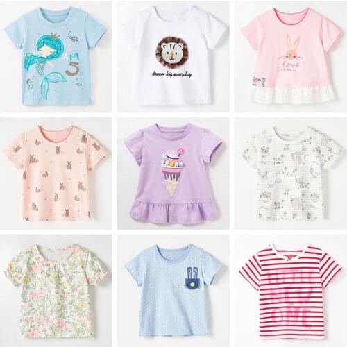 1-7Y Baby Girl Clothes Summer Short Sleeve Children Clothing 100% Cotton Bebe Infant Kids Casual Tees t shirt Girls T-shirt Tops