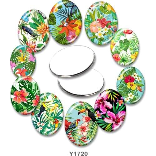 Flower Oval glass cabochon 13x18mm/18x25mm/30x40mm flat back Making findings TRY1720