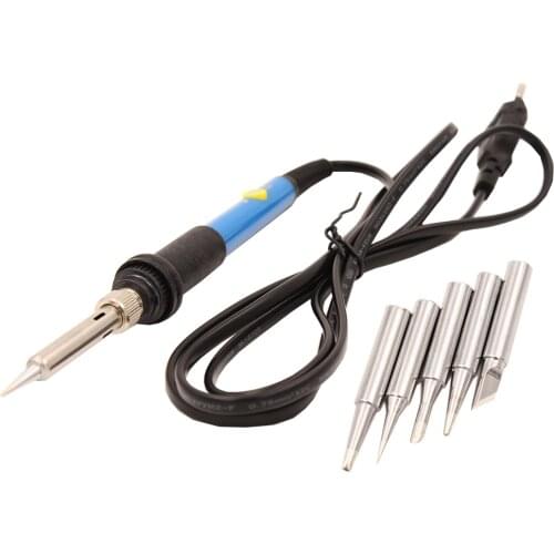 60W Adjustable Temperature Control Soldering Iron Soldering Station Tool Contains 5 Soldering Iron Wire Frame Heater Suction Cup