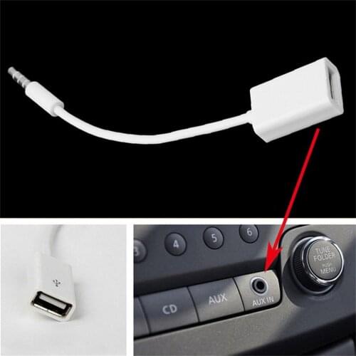 JNEW 3.5mm Jack AUX Audio Plug To USB 2.0 Converter Adapter USB Aux Cable Cord White For Car MP3 Speaker GDeals-15