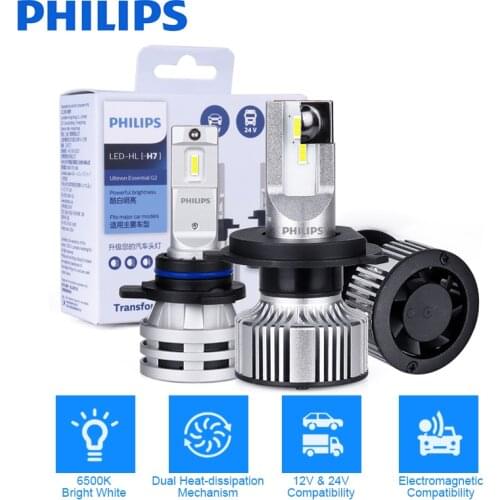 Philips 12V Ultinon Essential 6500K LED H4 H7 H1 led 9005 HB3 H11 H8 H9 H16(JP) 9006 HB4 Car Bulb Auto Headlight Fog Light