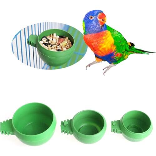 Mini Parrot Food Water Bowl Feeder Plastic Pigeons Birds Cage Sand Cup Feeding