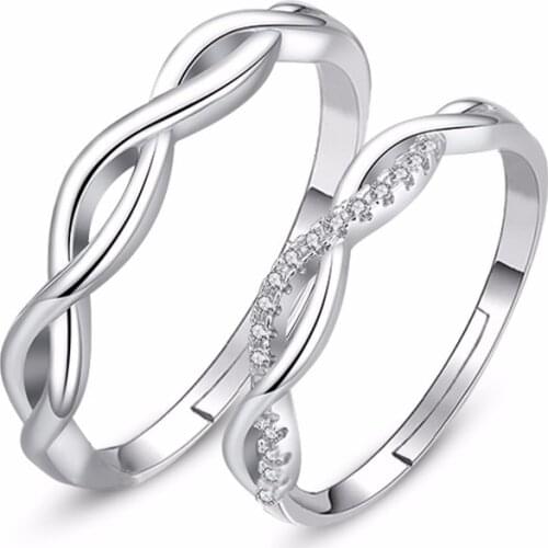 Valentines Day Present Romantic Couple Rings Micro Crystal Paved Spirally Entangle Geometric Open Rings Wedding Accessories