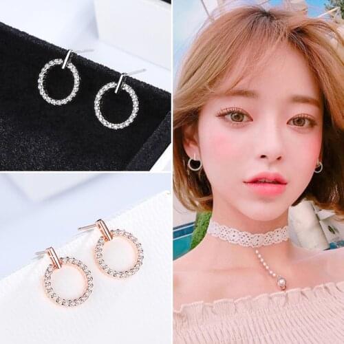 Hot Sterling Silver O-shaped Zircon Earrings Female Models Suitable for Valentines Day gift Factory Wholesale Price