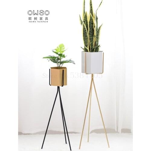 Simple Modern Floor-standing European Wrought Iron Flower Stand Balcony Living Room Indoor Multi-function Floor Pot Rack