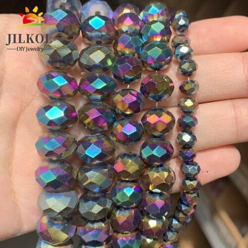 4mm/6mm/8mm/10mm/12mm Multicolor Crystal Rondel Beads Glass Beads Faceted Crystal Beads for Jewelry Making Jewelry Accessories