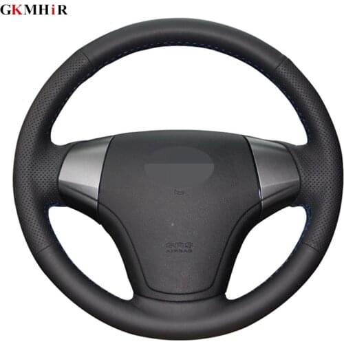 DIY Hand-stitched Black Artificial Leather Car Steering Wheel Cover For Hyundai Elantra 2008 2009 2010 Accessories