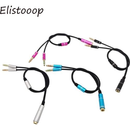 Microphone Headphone Splitter Audio Cable 3.5mm Jack AUX Extension 2 Male To 1 Female Cables For Computer Notebook MP3 Speaker