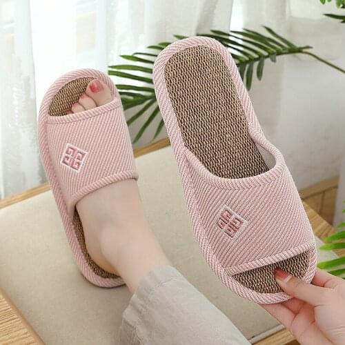 Flax slippers Womens lovers cotton hemp floor antiskid cloth slippers home men women shoes indoor slippers house slippers