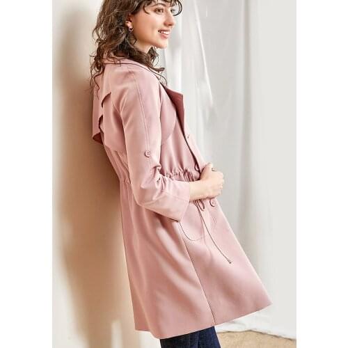 Windbreaker 2020 Trench Womens Coat for Korean Clothes Long Coats Women Spring Autumn pink Overcoat KJ5909