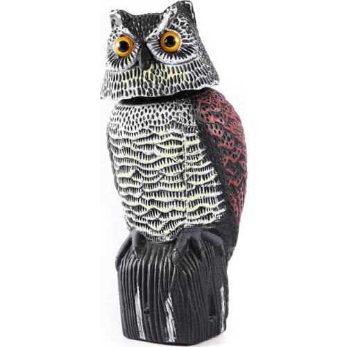 360° Rotating Head Owl Hunting Decoy Protection Repellent Bird Pest Control Scarecrow Garden Yard Decoration Outdoor Bird Scarer