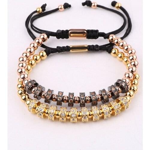 High Quality New Design Fashion CZ Pave Charm Stainless Steel Beads Luxury Bracelet Men Women