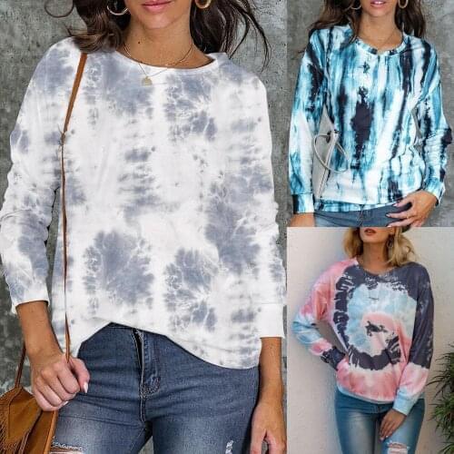 WomenS Pullover Fashion Autumn All-Match Explosive Round Neck Gradient Dyeing Printed Sweater New толстовка женская 50