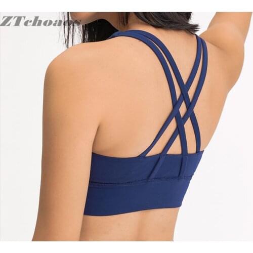 Women sports bra for women gym Cross Beautiful Back Yoga Bra Sanded Nude High-Strength Shockproof Sports Underwear