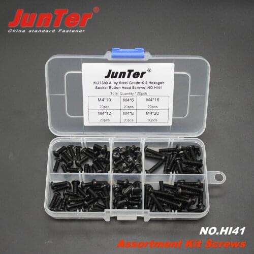 120pcs M4 (4mm) Alloy Steel Grade10.9 High Tensile Socket Button Head Screws ISO7380 Assortment Kit NO.HI41