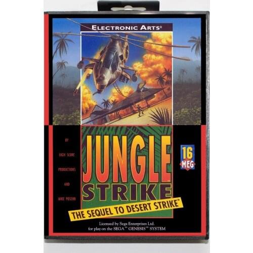 16 bit Sega MD game Cartridge with Retail box - Jungle Strike game cart for Megadrive for Genesis system