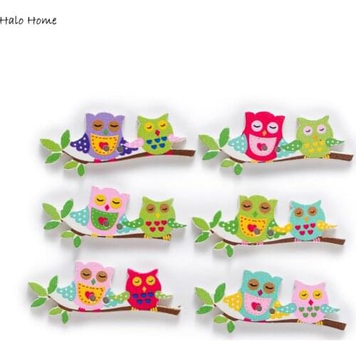 2 Styles 30pcs Owl On the tree Cartoon Wood Buttons Sewing Scrapbooking Clothing Handmade Crafts Home Decor Accessories DIY