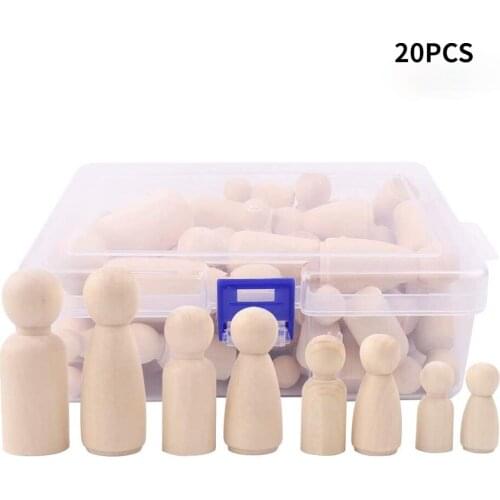 20pcs Painted Wooden Figure Wooden Peg Dolls 50 Pieces Wooden Decorative DIY Doll People DIY Home Decoration Wooden Peg Dolls