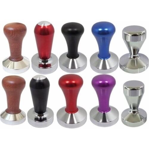 51mm/57.5mm Stainless Steel Flat Base Coffee Tamper Powder Press Hammer Cafe Barista Tool For Espresso Machine Maker Accessories
