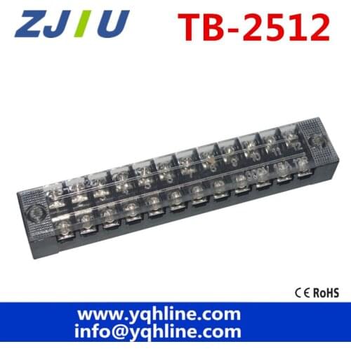 600V 25A Double Rows 12P 12 Positions Covered Barrier Screw Terminal Block TB 2512 high quality