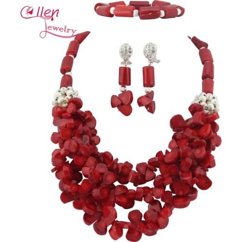 African Nigerian Wedding Beads Jewelry Set Coral Jewelry Set Coral Beads Necklace Set African Jewelry Set TL1798