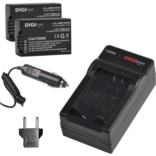 2Pcs DMW-BMB9 BMB9E BMB9PP Battery + Charger Kit for Panasonic Lumix DC-FZ80 FZ40K FZ45K FZ47K FZ48K FZ60 FZ70 FZ100 FZ150